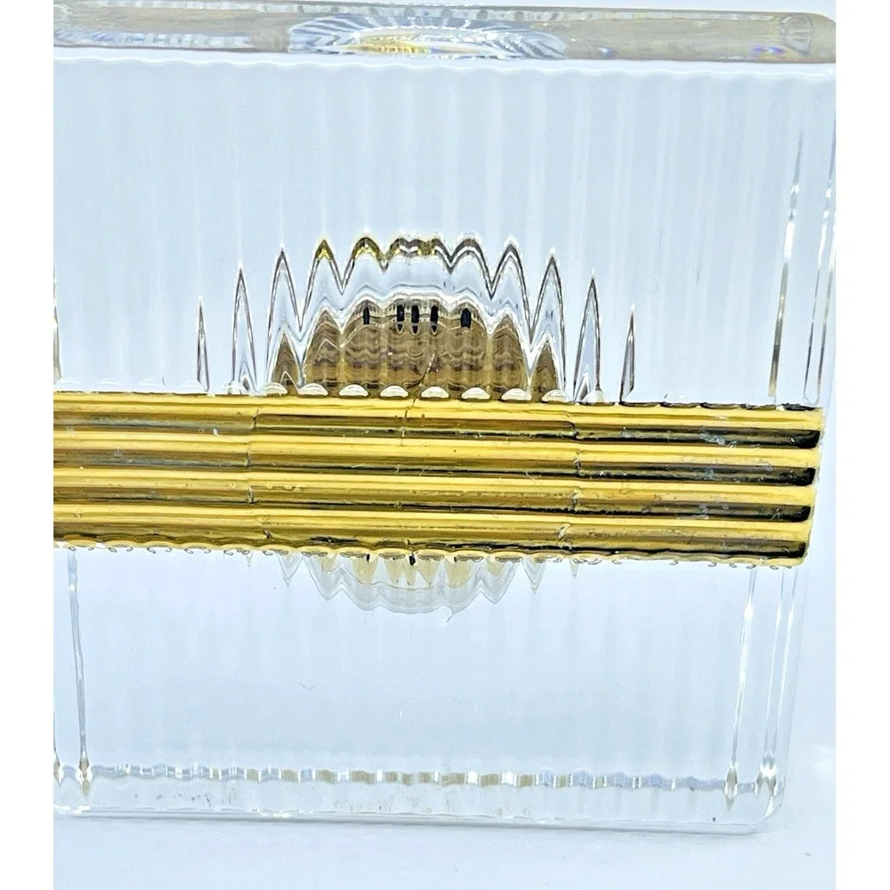 VTG Christian Dior Crystal Block Rubbed And Gold Tone Desk Clock